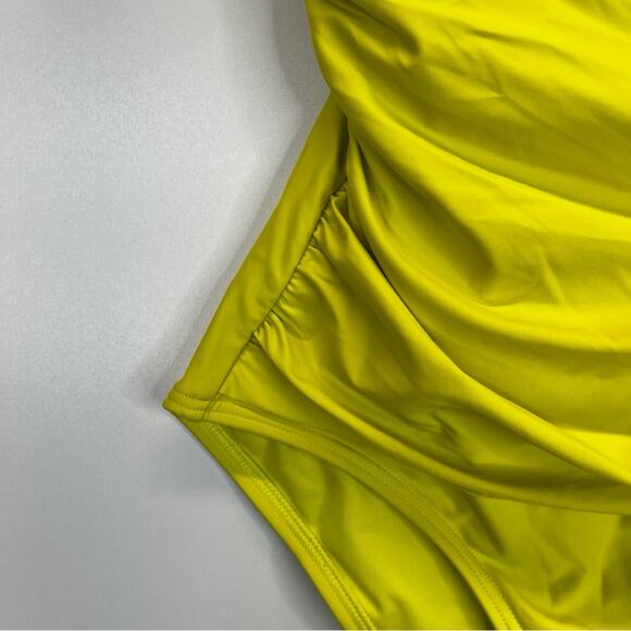DKNY Ruffle Plunge Underwire Tummy Control One Piece swimsuit yellow - S - Picture 6 of 12